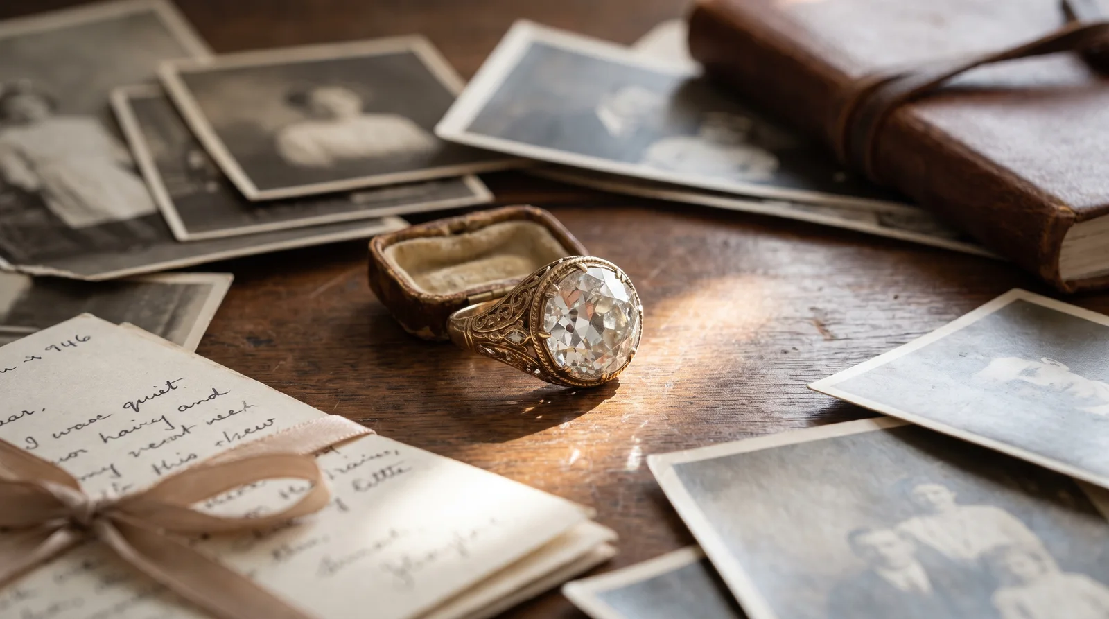 Heirloom 10 carat diamond ring in vintage setting, illustrating factors that affect 10 carat diamond ring price