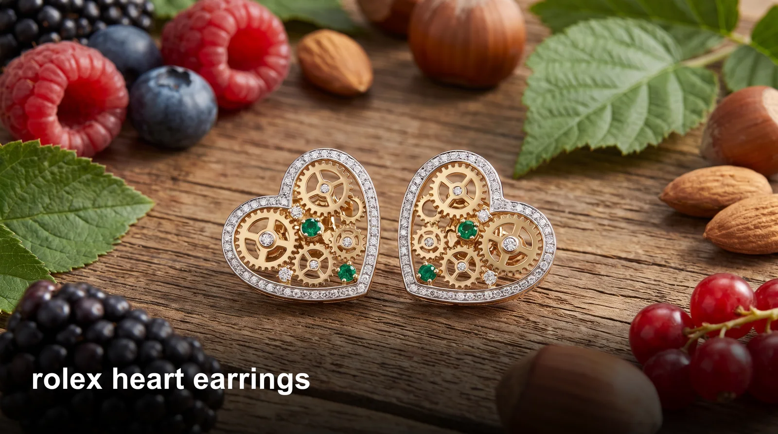 Rolex heart earrings in two-tone gold and silver, heart-shaped studs inspired by classic watch bezel design