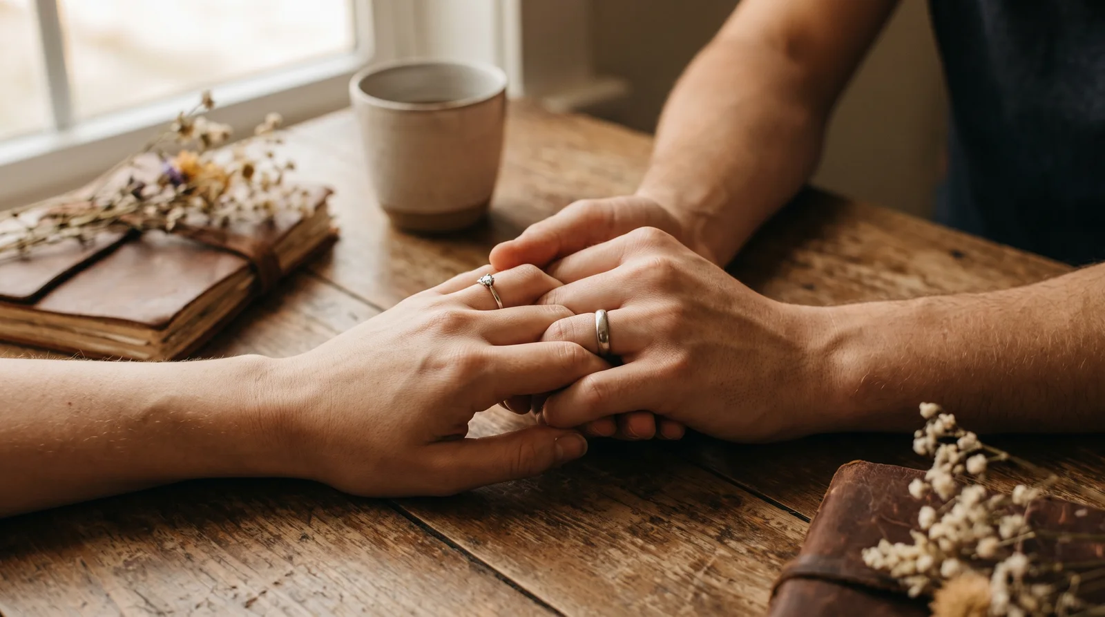 Woman showing what finger do you wear a promise ring on, with ring placed on left hand