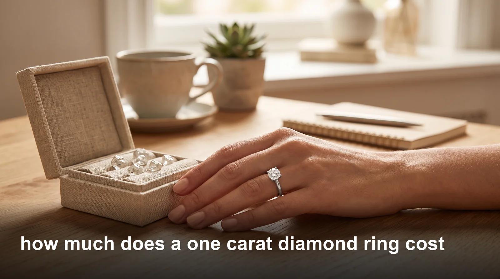 1 carat diamond engagement ring on display, illustrating how much does a 1 carat diamond ring cost