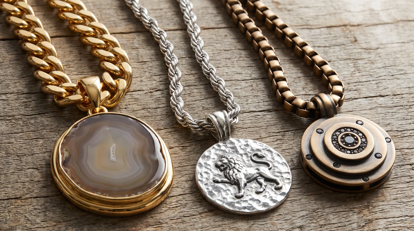 Thick chain necklace supporting heavy pendant, illustrating how heavy can a pendant be for a chain