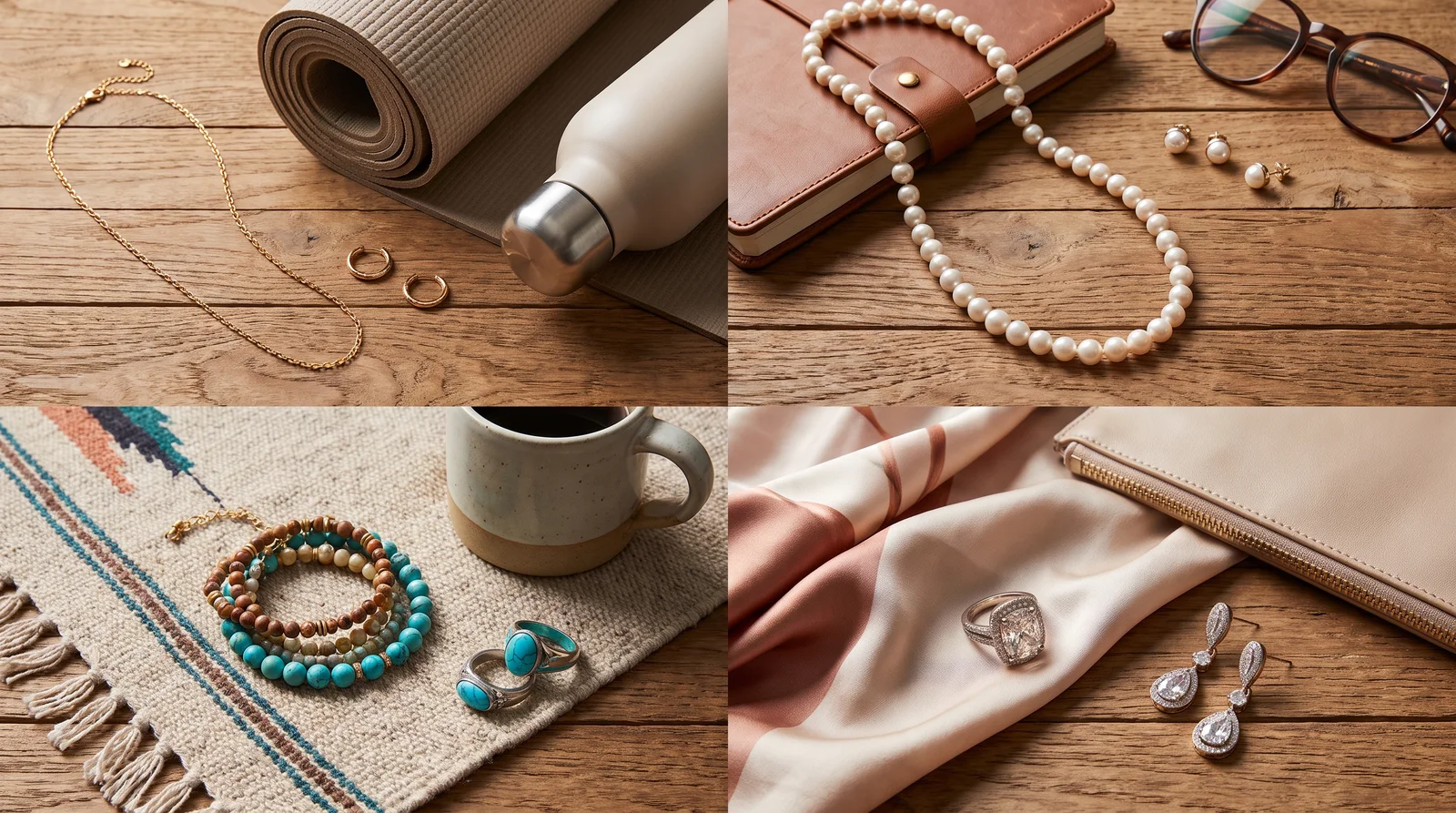 Guide showing how to choose jewelry for a gift, with elegant pieces matched to different women's lifestyles