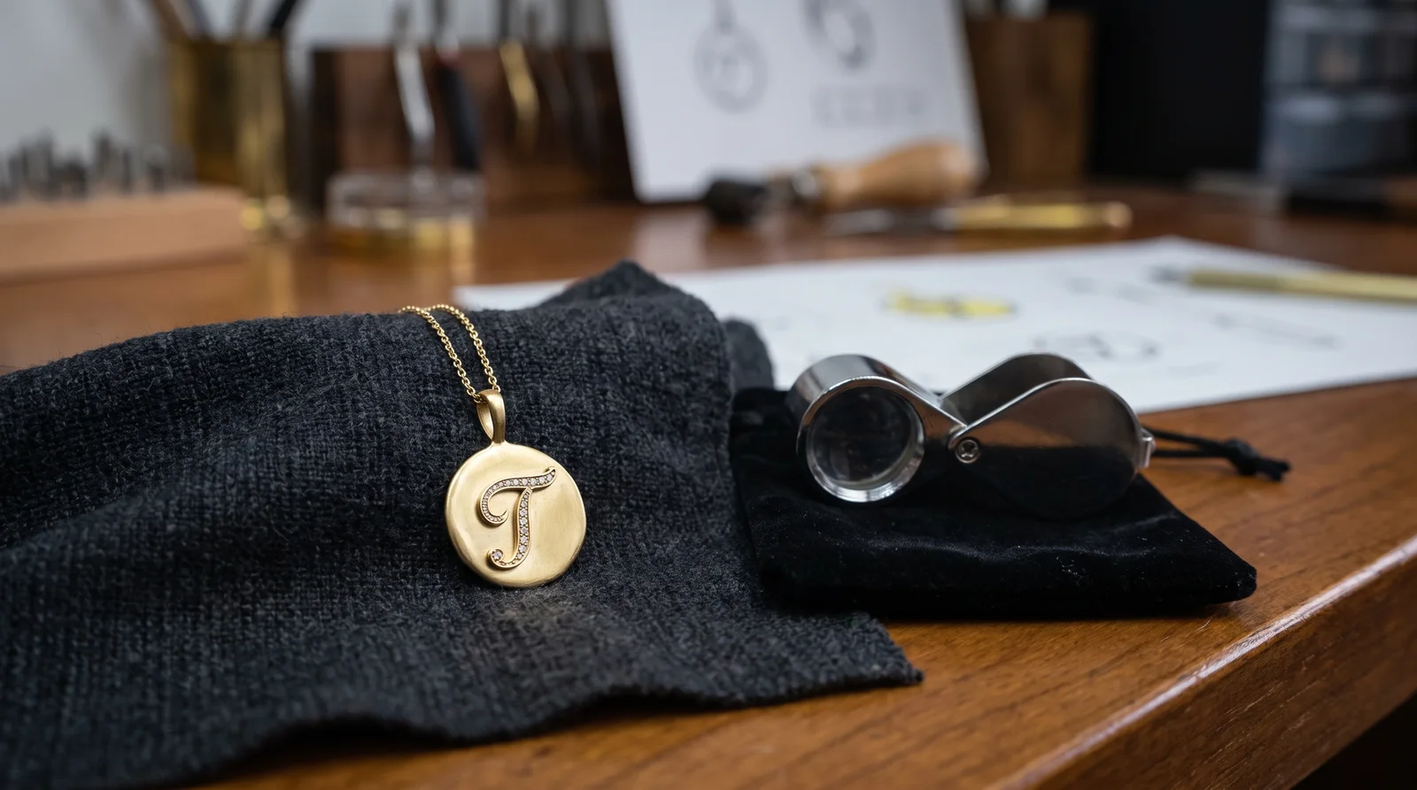 Custom letter pendant necklace displaying gold initial charm, illustrating custom name necklace price Toronto guide