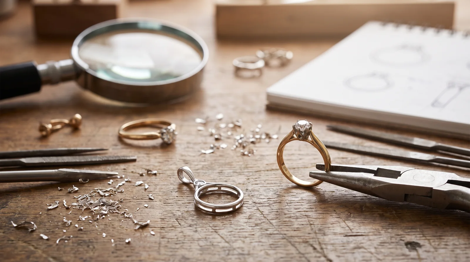 Diamond ring being reset into a pendant, illustrating the cost to reset diamond into pendant