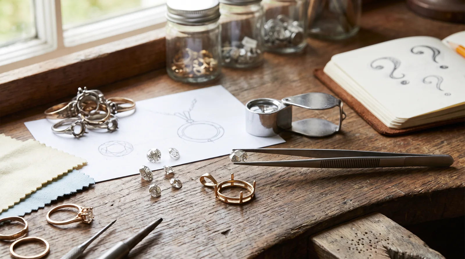 Diamond ring being reset into a pendant, illustrating the cost to reset diamond into pendant