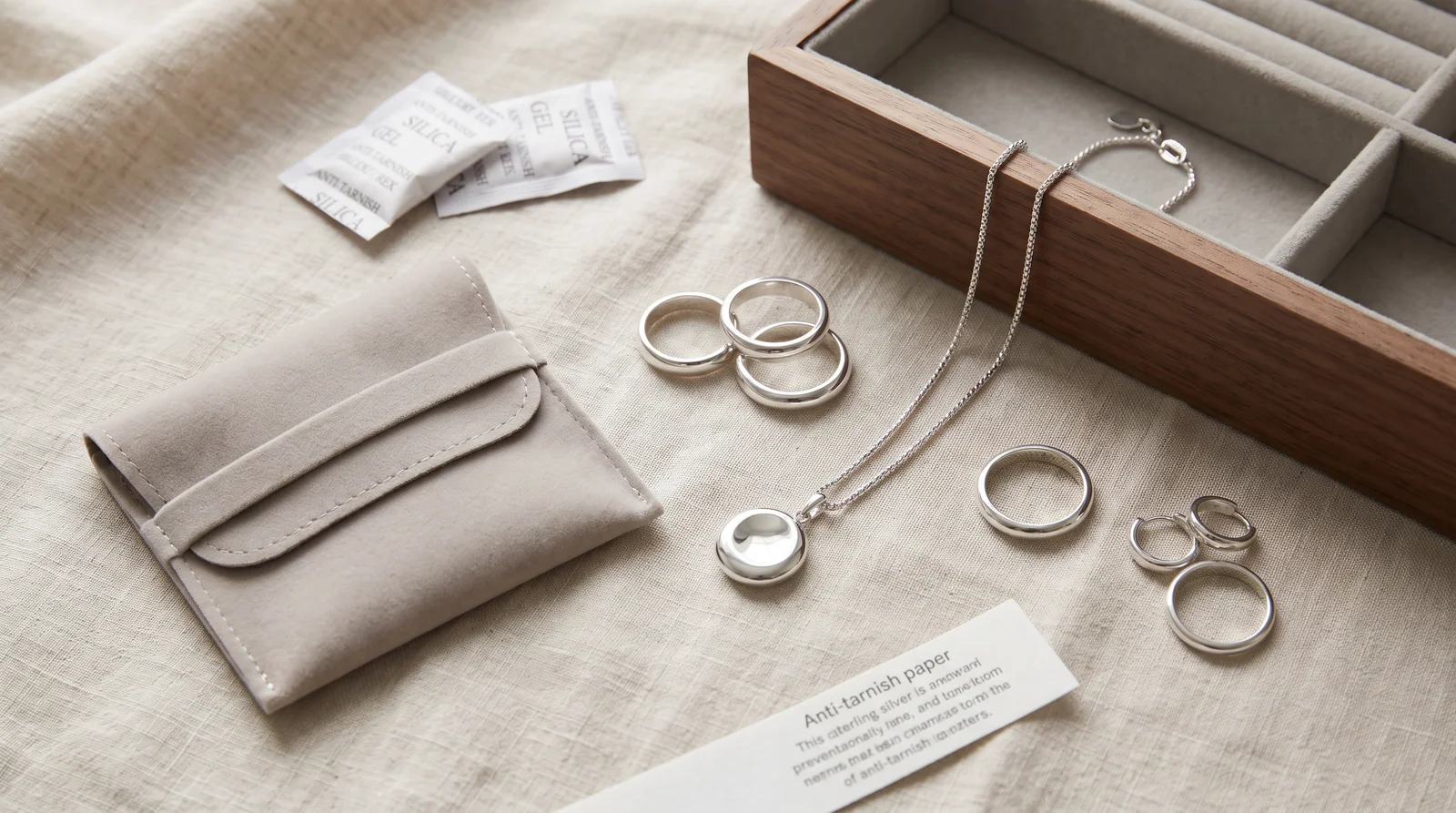 Sterling silver jewelry stored properly to prevent tarnish, tips for how to clean sterling silver jewelry at home
