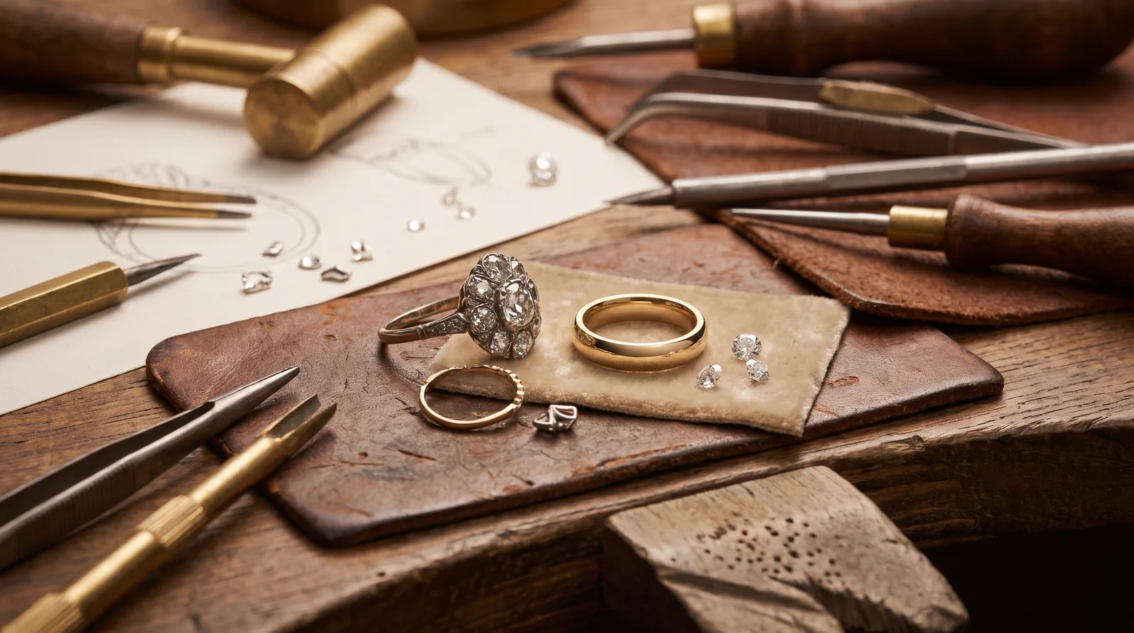 Jeweler resetting an heirloom diamond ring into a new setting, answering frequently asked questions about the process