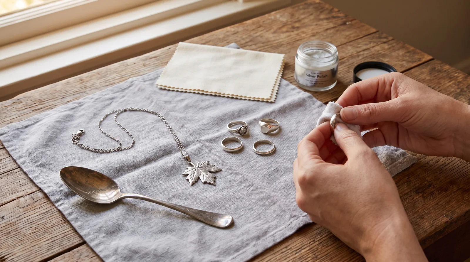 Polishing cloth cleaning 925 sterling silver jewelry Canada rings and necklaces to prevent tarnish
