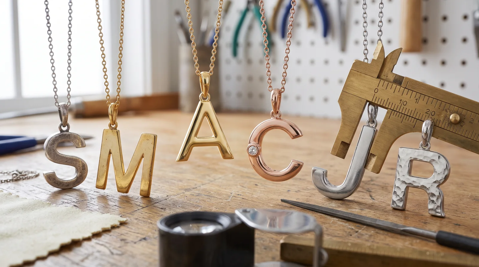 Custom name necklace price Toronto comparison chart showing initial pendant durability and metal options