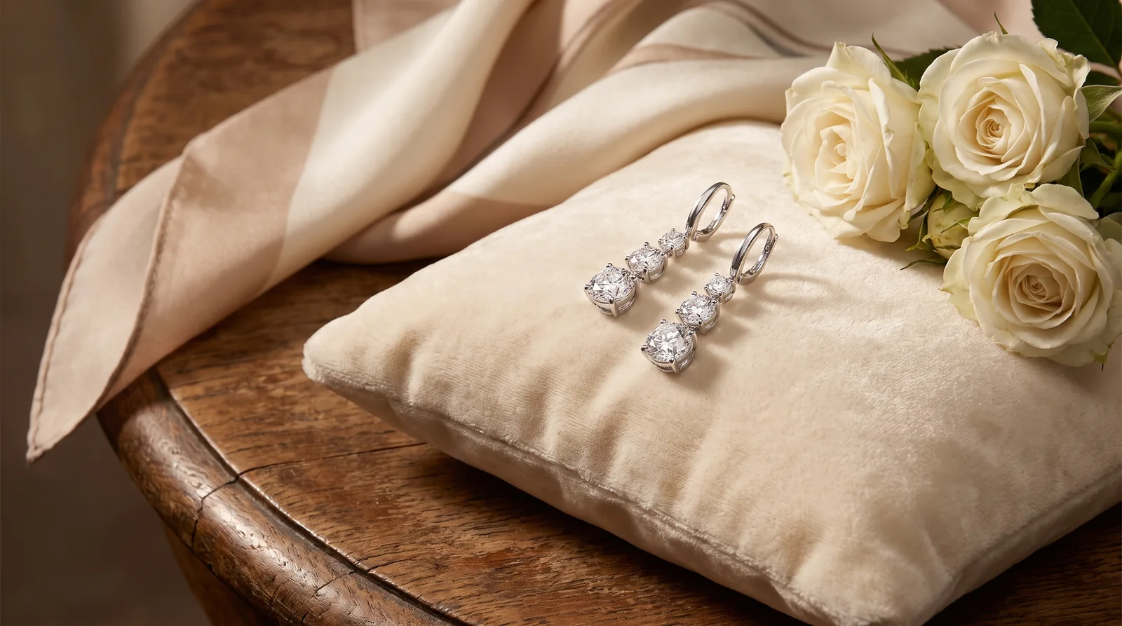 Elegant 3 stone earrings featuring sparkling diamonds in a classic setting, showcased as a top jewelry choice