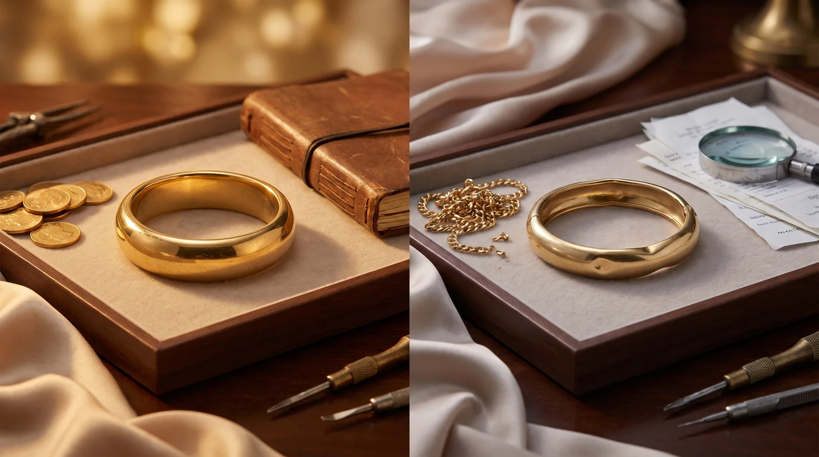 Chart showing cost comparison of solid versus hollow gold bangles over extended ownership period