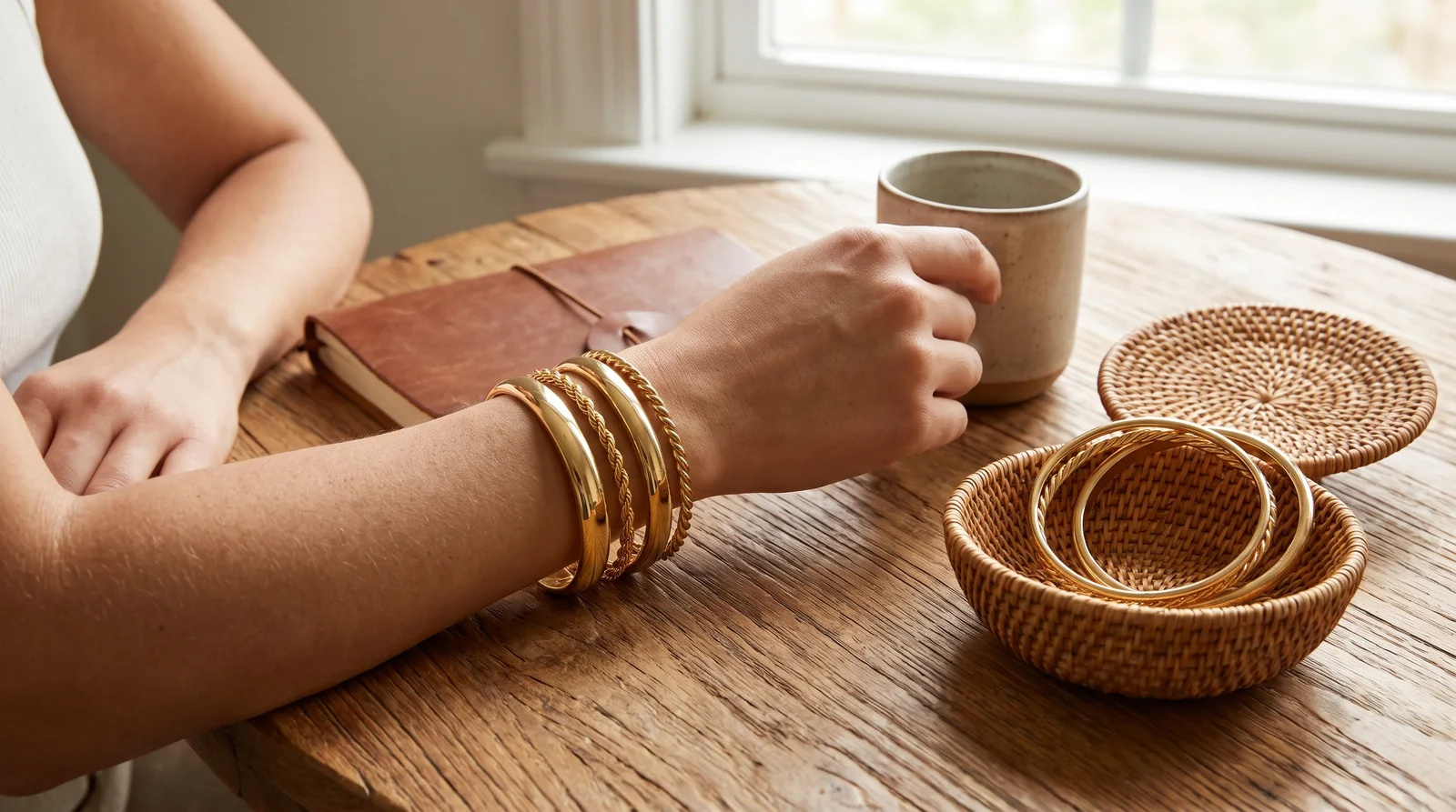 Selection of gold bangles suitable for everyday wear and active lifestyles