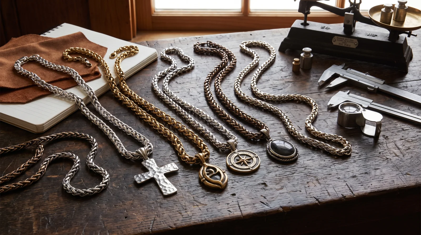 Durable solid chain necklace styled for everyday wear with a secure clasp and pendant