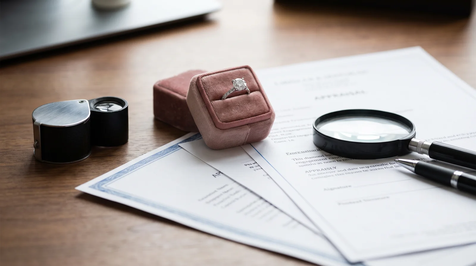 Professional gemstone appraisal certificate and diamond evaluation report