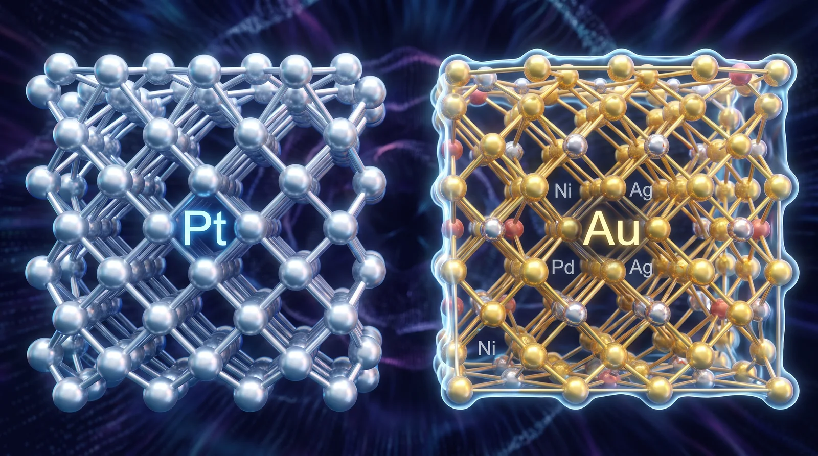 Comparison of white gold and platinum metal samples