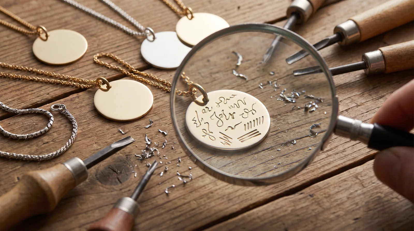 Engraved necklace fonts compared for readability, showing what to engrave on a necklace for mom